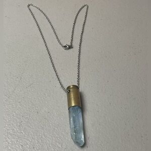 Aura Quartz Pendulum Pendant Necklace Bullet Setting